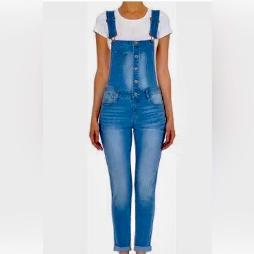 Wax Jeans Basic Denim Distressed Overalls Size L
